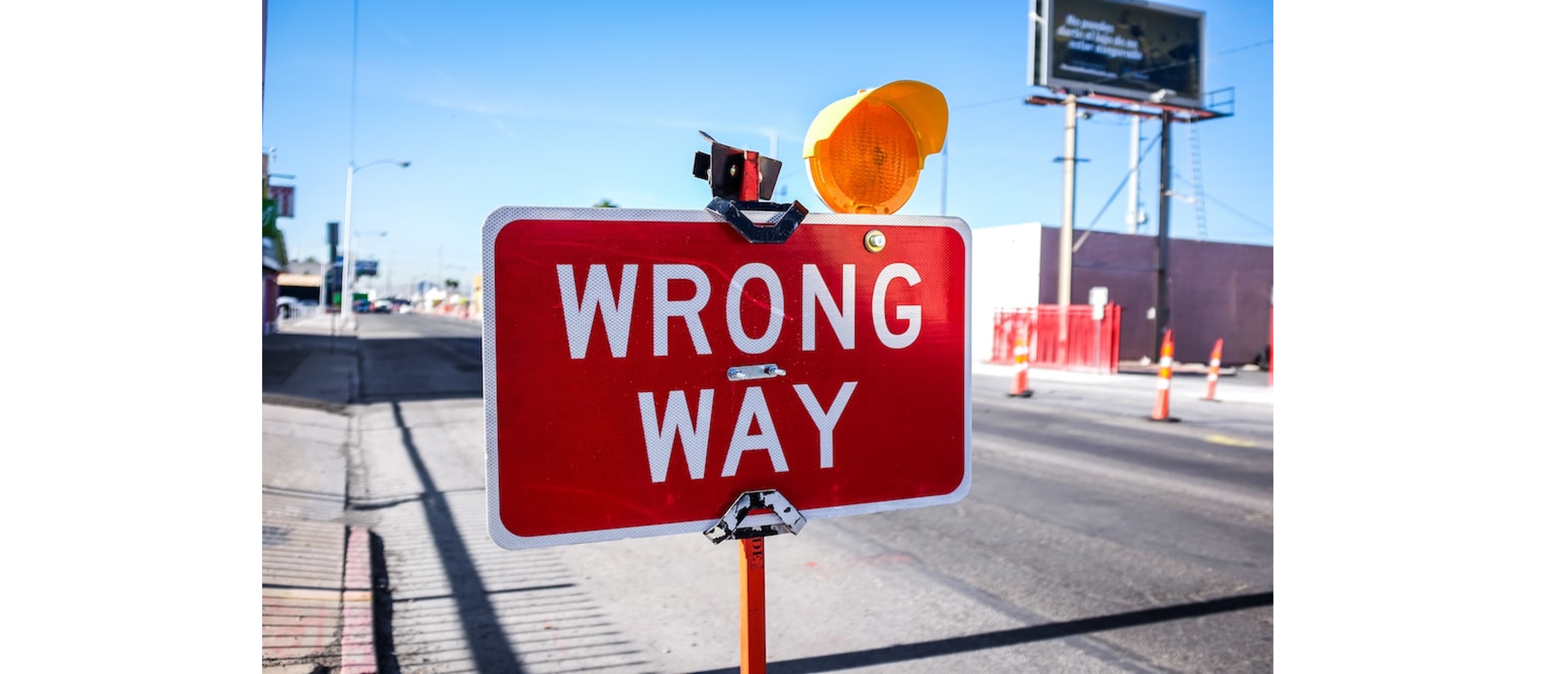 Road sign reading 'Wrong Way'